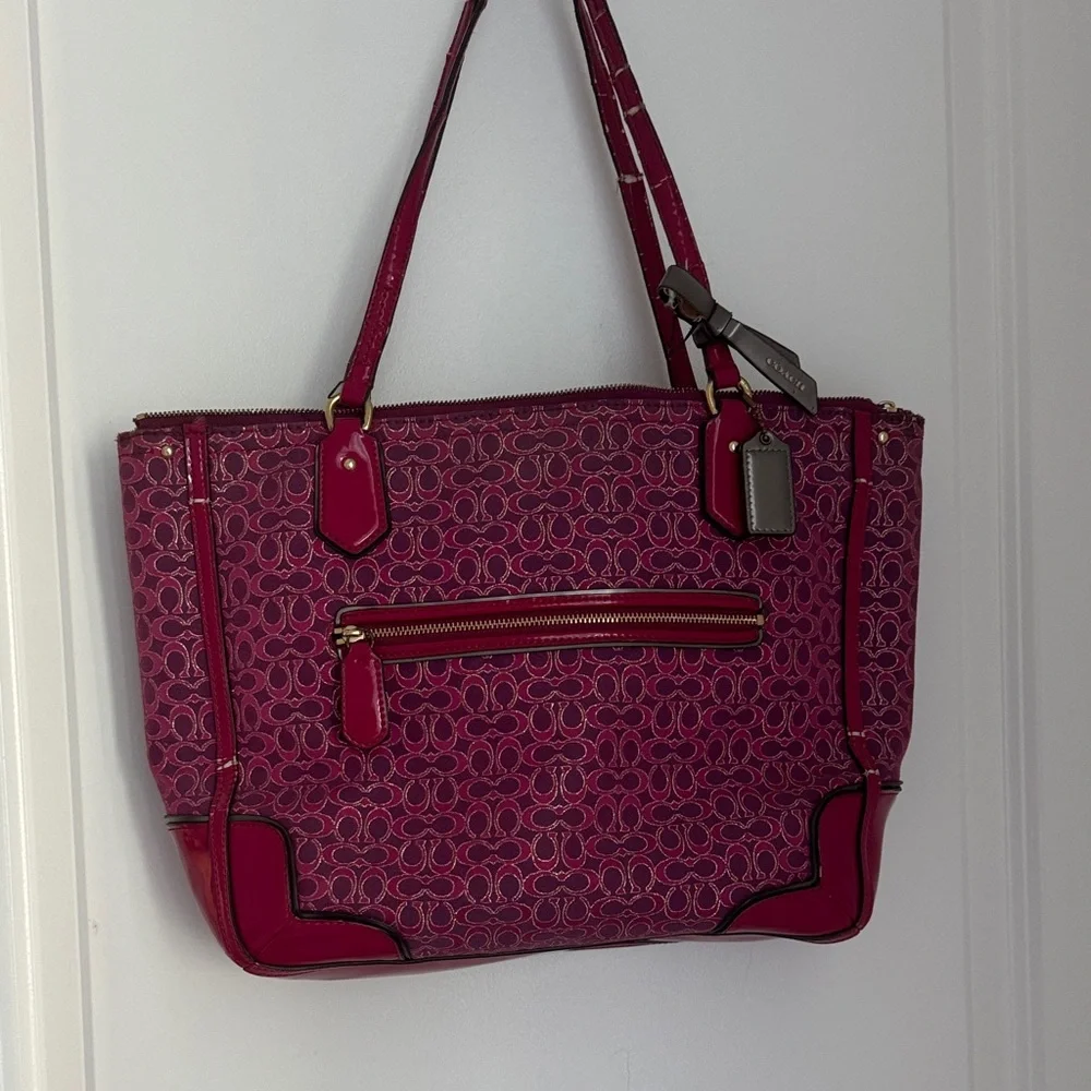 Coach Fuchsia Signature Tote Bag